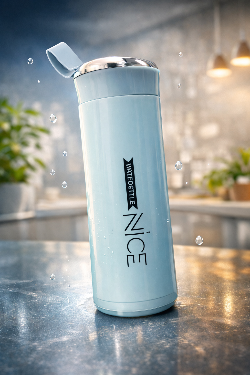Nice Glass Water Bottle with Silicone Body, Insulated Bottle with Handle Strap