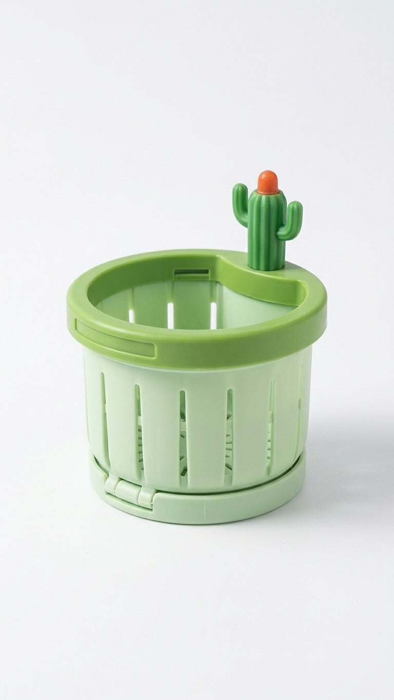 Cactus Strainer, Green, Plastic, Kitchen Sink Drainer | Press Automatic Dumping Basket| Multifunctional Cactus Sink Filter Net Lifting Basket