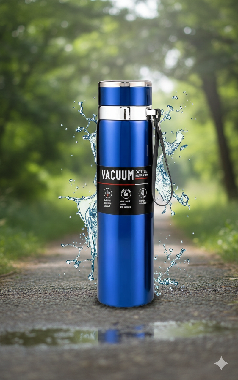 Bottle Sport Insulated Vacuum Flask, Premium Stainless Steel, Keeps Hot & Cold, with Carry Strap