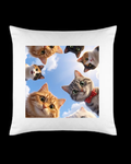 Cute Cats Selfie Decorative Throw Pillow, White, Square Cushion for Home Décor