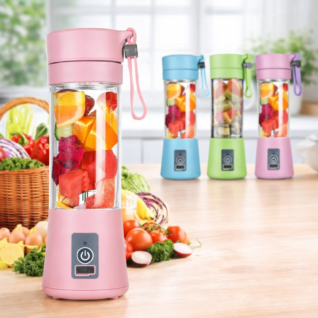 Portable Blender, Blue, USB Rechargeable, 380ml Capacity, Personal Smoothie Maker with Carry Strap
