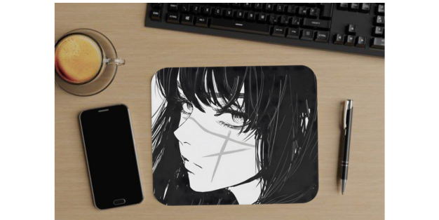 Anime Character Black and White Art Mouse Pad Non Slip Base Mousepad