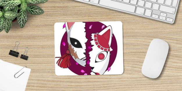 Anime Art Mouse Pad, Non-Slip Rubber Base, Pink and Purple Design Mousepad