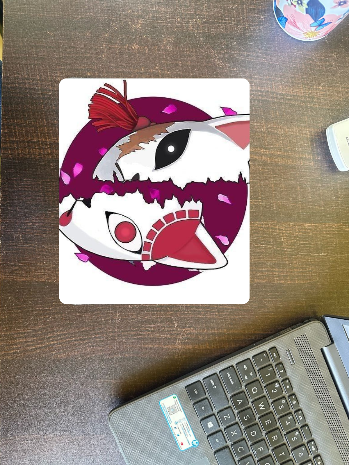 Anime Art Mouse Pad, Non-Slip Rubber Base, Pink and Purple Design Mousepad