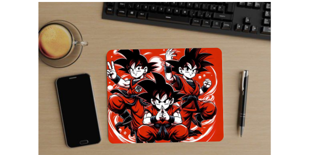 Anime Art Mouse Pad, 22.86 x 17.78 cm, Red and Black Design Non Slip Base Mousepad
