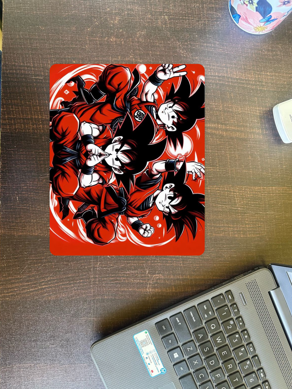 Anime Art Mouse Pad, 22.86 x 17.78 cm, Red and Black Design Non Slip Base Mousepad
