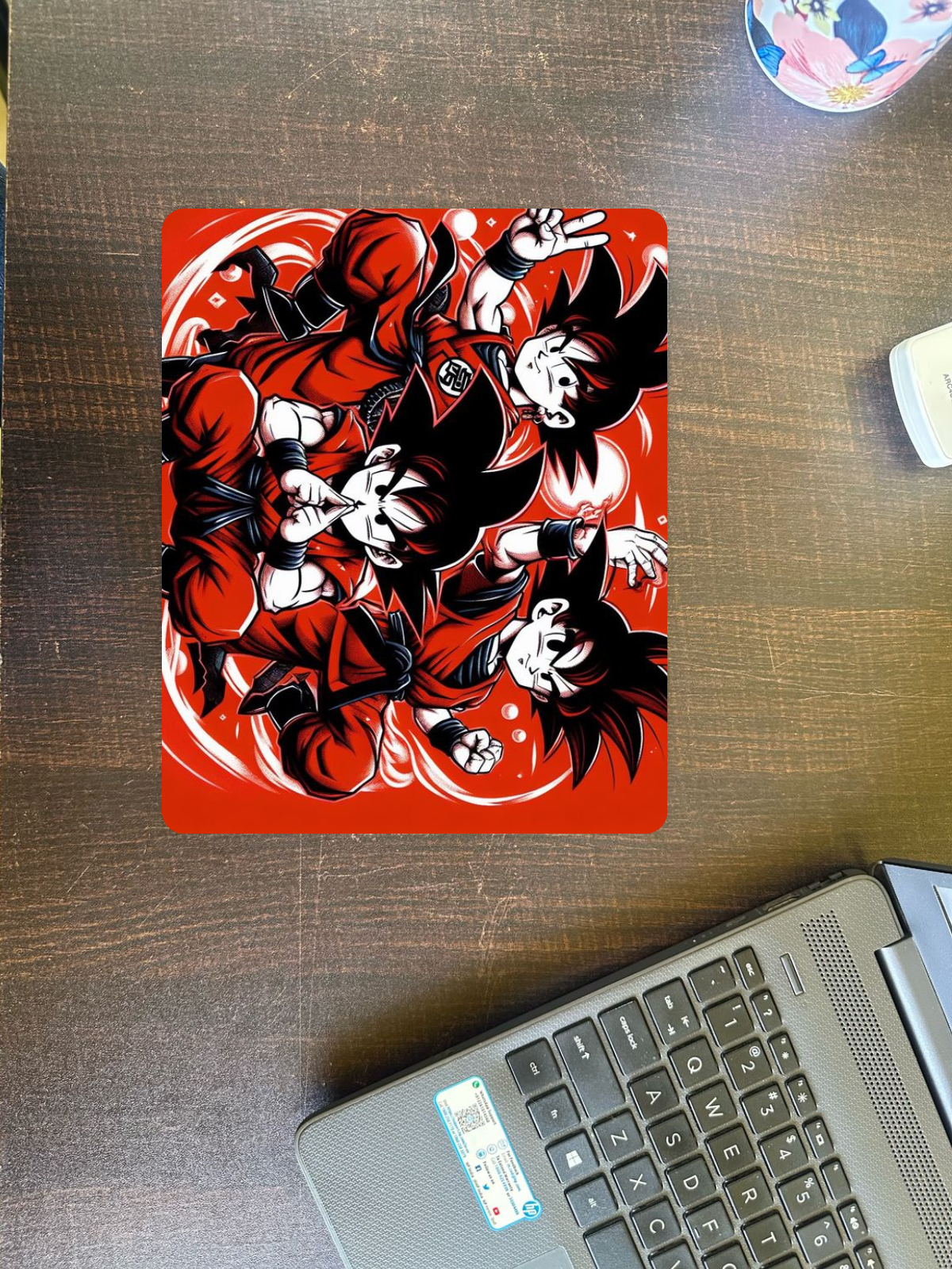 Anime Art Mouse Pad, 22.86 x 17.78 cm, Red and Black Design Non Slip Base Mousepad