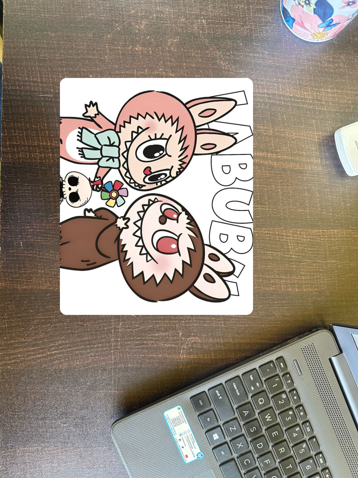 Labubu Character Mouse Pad, Non-Slip Rubber Base, Pink and Brown Artwork Non Slip Base Mousepad