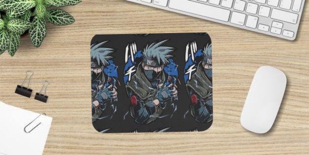 Anime Character Gaming Mouse Pad, Black Design, Non-Slip Base, 22.86 x 17.78 cm Mousepad
