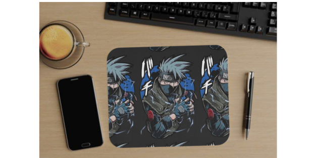 Anime Character Gaming Mouse Pad, Black Design, Non-Slip Base, 22.86 x 17.78 cm Mousepad