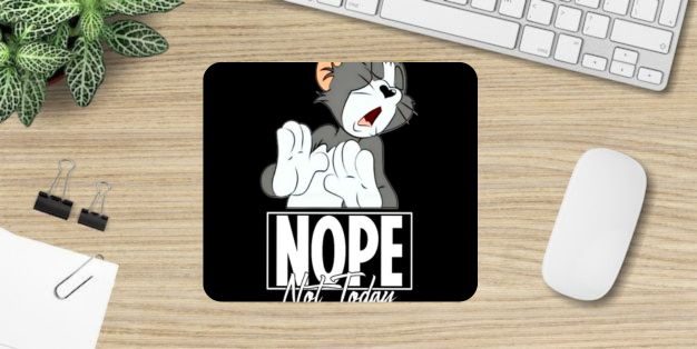 Cartoon Character Mouse Pad, Non-Slip Base, 22.86 x 17.78 cm, Black and White Mousepad