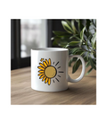 Ceramic Coffee with Sunflower Design, White, 11 oz Ceramic Coffee Mug