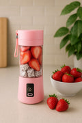 Portable Blender, Blue, USB Rechargeable, 380ml Capacity, Personal Smoothie Maker with Carry Strap
